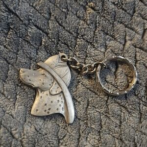 vintage pewter Dalmatian fireman keychain is a collectible item Rawcliffe Pewter